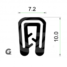 Siliconen kantafwerkprofiel | zwart | FDA keur | 7,2 x 10 mm | klem 1,0 - 2,0 mm | per meter